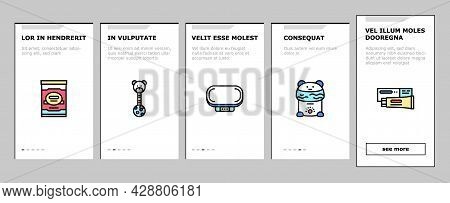 Baby Shop Selling Tool Onboarding Mobile App Page Screen Vector. Baby Diaper And Sterilizer Bottles 
