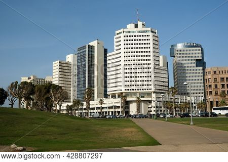 Tel-aviv, Israel - May 04, 2021: The Beit Textile Building And The Consular Section Of The Russian E