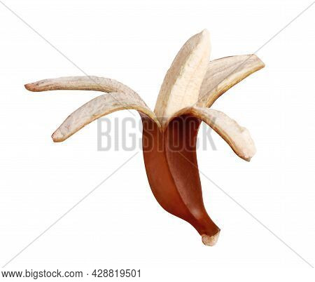 Tasty Peeled Red Baby Banana Isolated On White