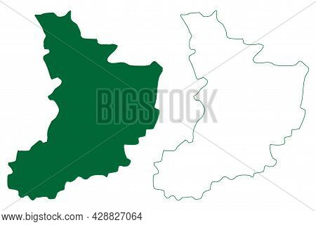 Warangal District (telangana State, Republic Of India) Map Vector Illustration, Scribble Sketch Wara