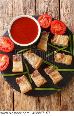 Lechon Kawali Or Lechon De Carajay, Is A Filipino Recipe Consisting Of Pork Belly Slabs Deep-fried I
