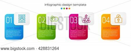 Set Line Christian Icon, Easter Egg, Priest And Donation For Church. Business Infographic Template. 