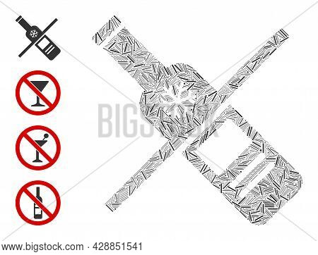 Line Mosaic No Vodka Drinking Icon United From Thin Items In Various Sizes And Color Hues. Line Item