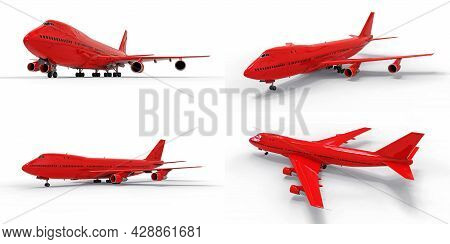 3d Illustration. Large Passenger Aircraft Of Large Capacity For Long Transatlantic Flights.