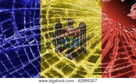 Broken Glass Or Ice With A Flag, Moldavia