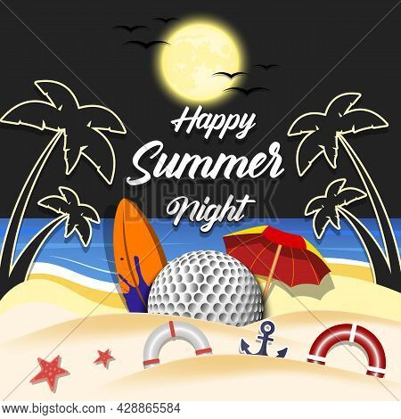 Summer Golf Poster. Happy Summer Night