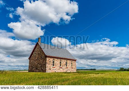 Back View Of The Historic Stone Fairview United Church, Built In 1903, Outside Regina, Sk