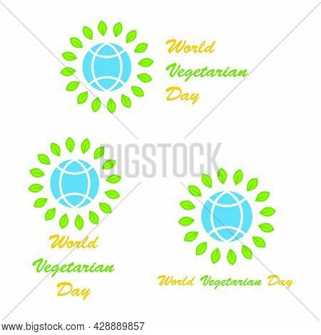 World Vegeratian Day Illustration. Logo Design Concept. On White Background