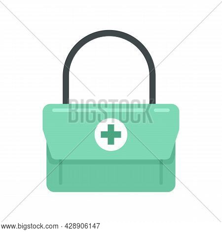 First Aid Kit Bag Icon. Flat Illustration Of First Aid Kit Bag Vector Icon Isolated On White Backgro