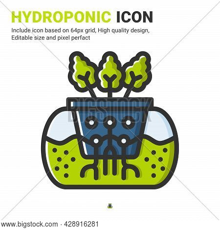 Hydroponic Icon Vector With Outline Color Style Isolated On White Background. Vector Illustration Hy