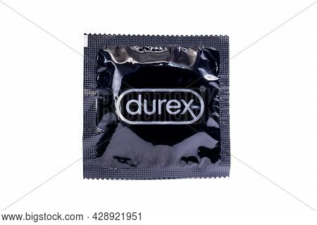 Tyumen, Russia-april 26, 2021: Condoms Durex On A White Background. Safe Sex. Health Ad Safety In Se