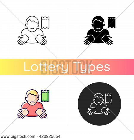 Winning Lottery Ticket Loss Icon. Unclaimed Lotto Prize. Protect Ticket From Damage. Lodging Appeal.