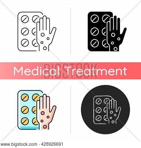 Pills For Allergy Icon. Antihistamine Medication. Relieve Allergy Symptoms. Allergic Rhinitis Treatm