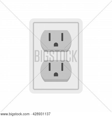 Double Power Socket Icon. Flat Illustration Of Double Power Socket Vector Icon Isolated On White Bac