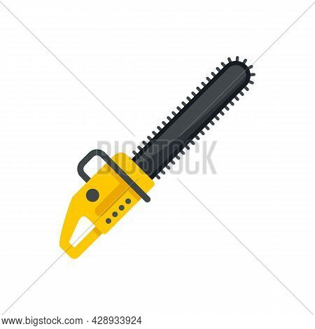 Industry Chainsaw Icon. Flat Illustration Of Industry Chainsaw Vector Icon Isolated On White Backgro