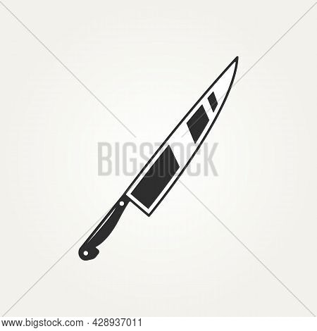 Vintage Isolated Cutting Knife Logo Icon Symbol On Withe Background Sign Template Vector Illustratio