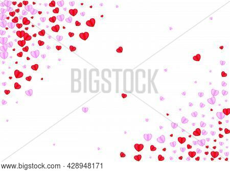 Pink Heart Background White Vector. Wedding Texture Confetti. Fond Drop Frame. Tender Confetti Brigh