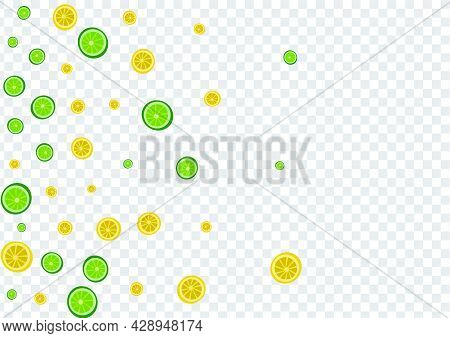 Grass Lemon Background Transparent Vector. Food Set. Bright Lemon Healthy. Slice Lime Bright Decorat
