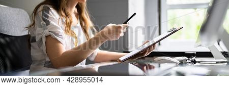 Invoice Document Ocr. Taking Photo With Mobile Phone