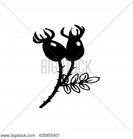 Hand Drawn Black Ink Floral Clip Atr