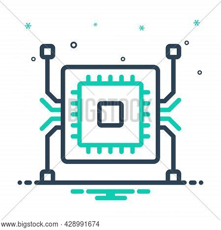 Mix Icon For Chip Circuit Semiconductor Hardware Microchip Board Digital Memory Electronic