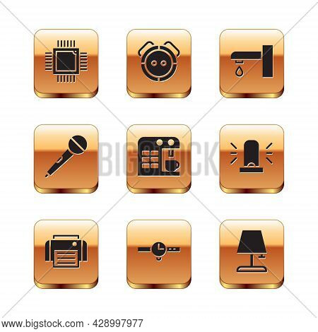 Set Processor With Microcircuits Cpu, Printer, Wrist Watch, Coffee Machine, Microphone, Water Tap, T
