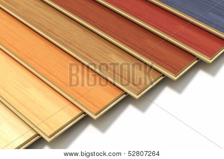 Set of color wooden laminated construction planks