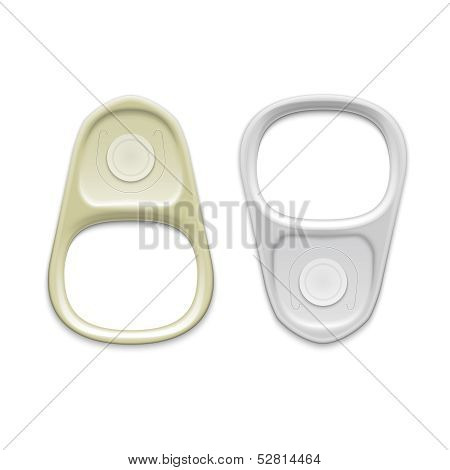 Metal ring pull isolated on white background.