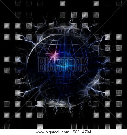 Spiral of time enclosed in crystal sphere