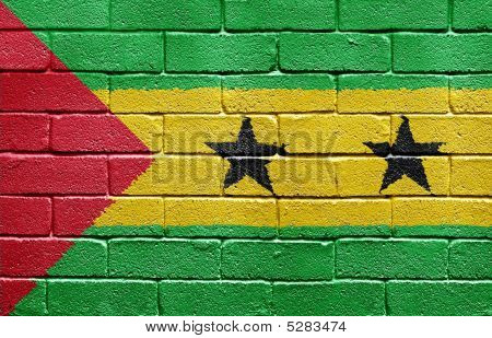 Flag Of SÃ£o TomÃ© And PrÃ­ncipe On Brick Wall