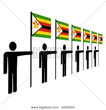Мужчины, зимбабвийские флагами