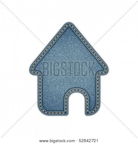 Home icon. Realistic denim. Vector eps 10