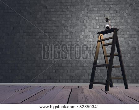 Lantern on ladder - 3D render