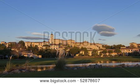 Village of Pont Royal at sunset, Provence, France