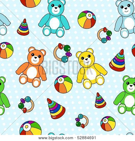 Colorful seamless pattern with toys