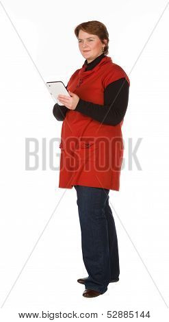 Caucasian Woman In Orange And Blue