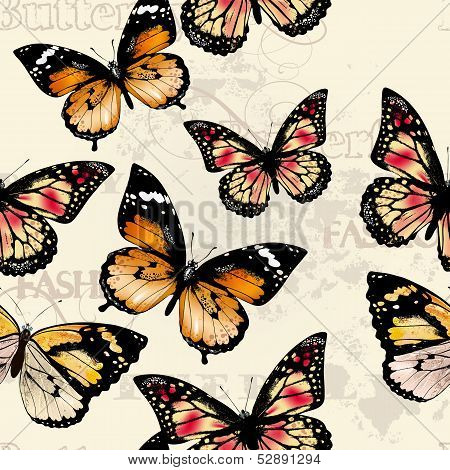 Seamless Vector Pattern  With Butterflies