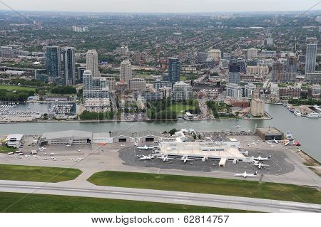 Aerial view of Billy Bishop Airport, Toronto, Ontario