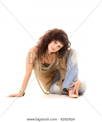 Attractive Curly Brunette
