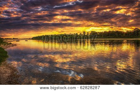 Sunset On The Loire River In France