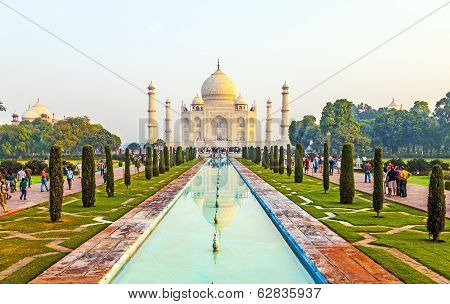 Taj Mahal In Sunrise Light, Agra, India
