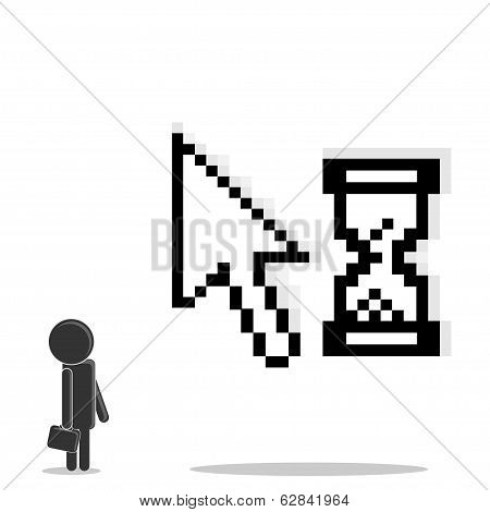 Man is standing near the cursor