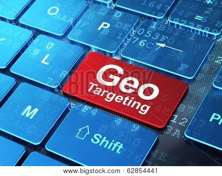 Business concept: Geo Targeting on computer keyboard background