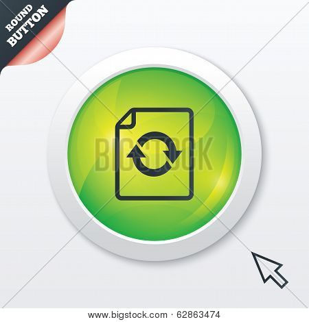 File document refresh icon. Reload doc symbol.