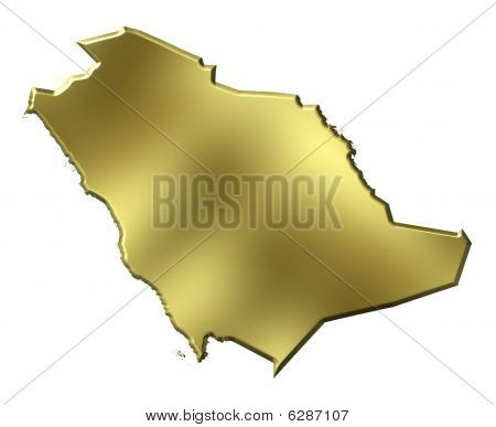 Saudi-Arabien 3D gyldne kort
