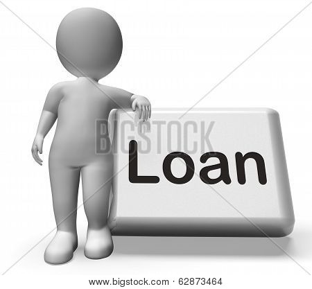 Loan Button With Character  Means Lending Or Providing Advance