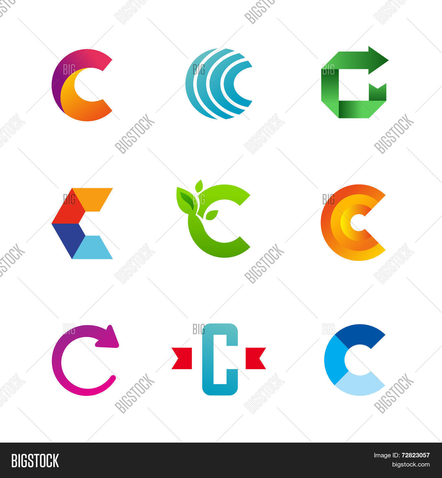 Set Letter C Logo Vector & Photo (Free Trial) | Bigstock
