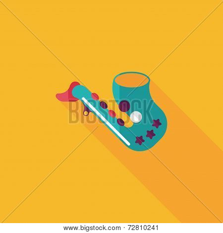 Saxophone Flat Icon With Long Shadow,eps10