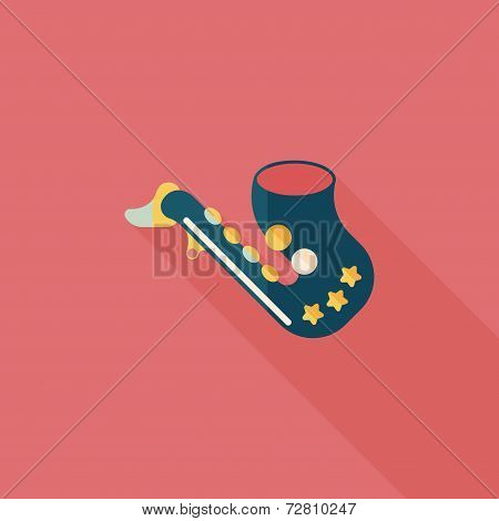Saxophone Flat Icon With Long Shadow,eps10