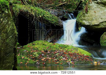 Waterfall - Cascade In The Autumn Forest